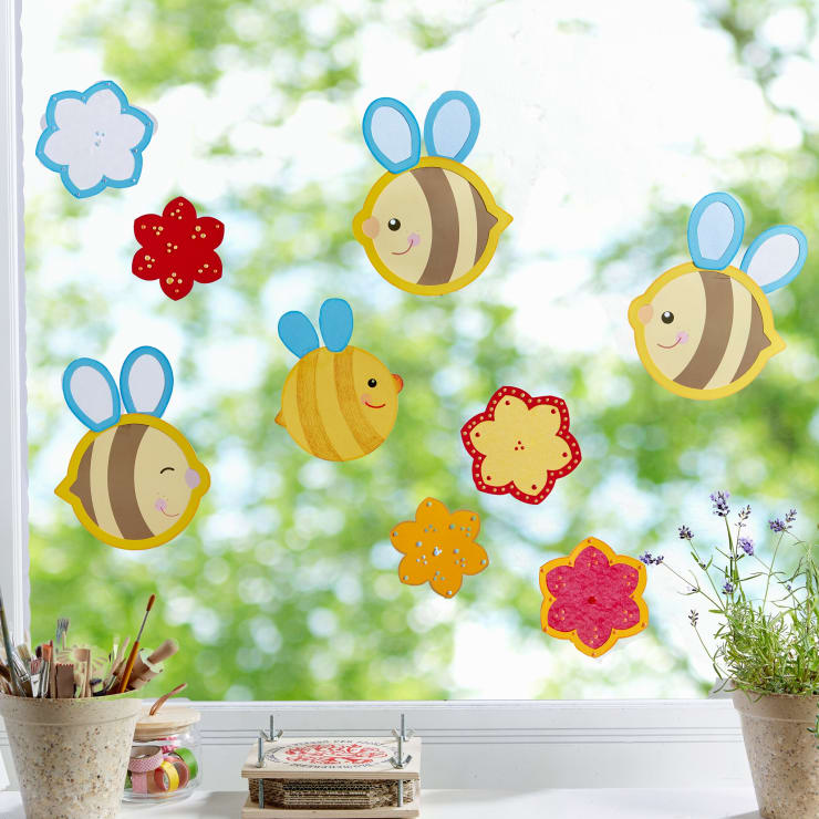 Sachenmacher Fensterbild Biene, für 18 Bienen und 9 Blumen
