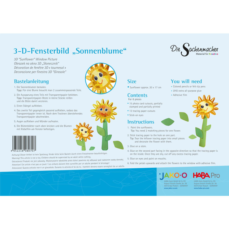 Sachenmacher 3-D-Fensterbild Sonnenblume
