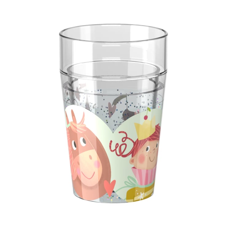 Glitzerbecher, Prinzessin & Pferd, Motiv 2, Kinderbecher, BPA-frei