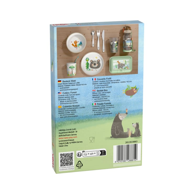Kinderbesteck Wald, 3-teiliges Set mit Messer, Gabel, Löffel