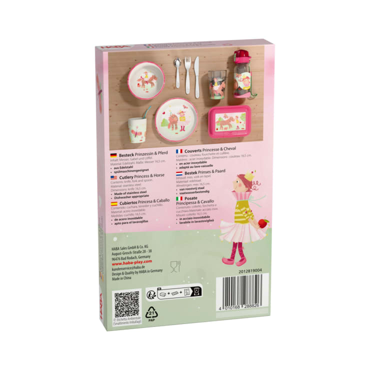 Kinderbesteck Prinzessin & Pferd, 3-teiliges Set mit Messer, Gabel, Löffel