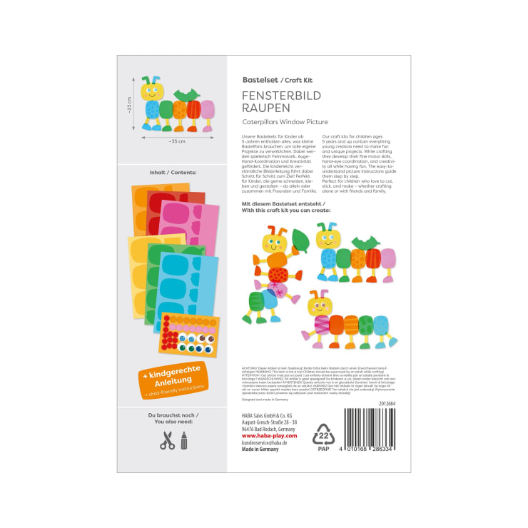 Craft Set – Caterpillars Window Picture