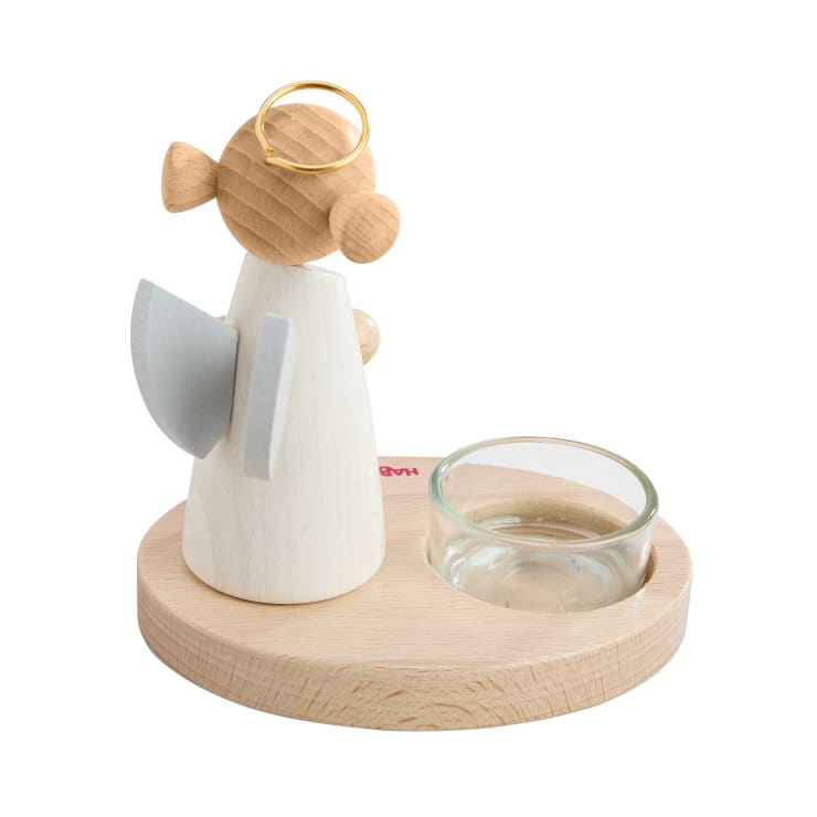 Engel mit Teelicht und Glöckchen, Holz
