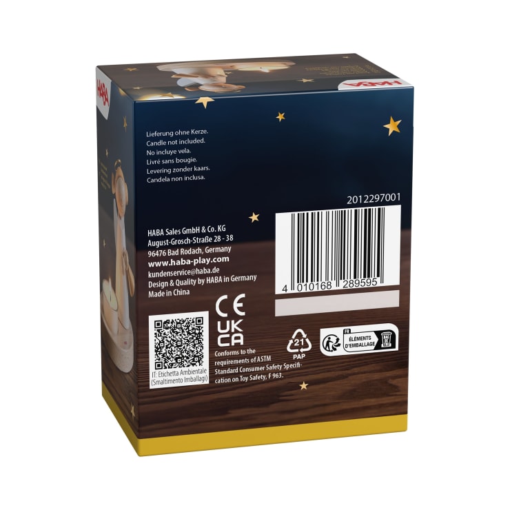 Engel mit Teelicht und Glöckchen, Holz