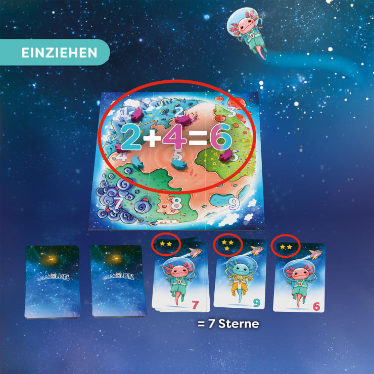 Galaxolotl - No Risk, No Stars!, Karten - und Brettspiel, ab 8 Jahren