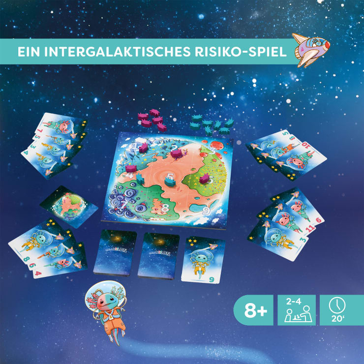 Galaxolotl - No Risk, No Stars!, Karten - und Brettspiel, ab 8 Jahren