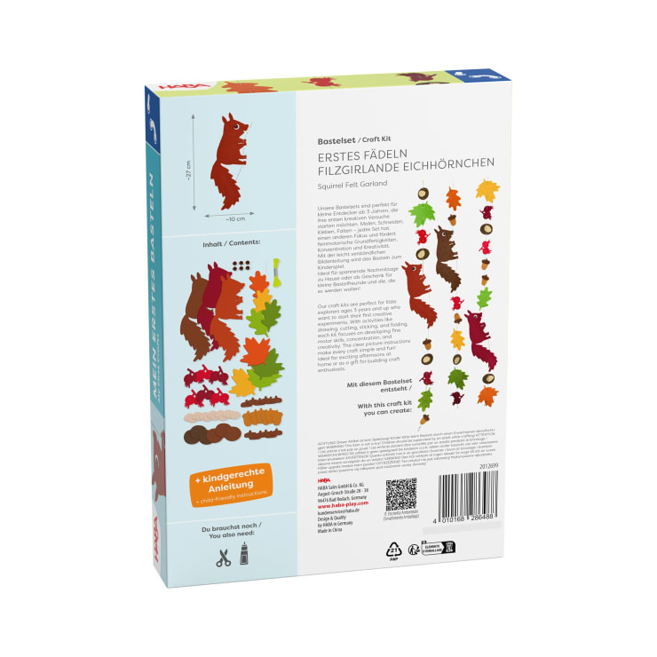 Sachenmacher Erstes Fädeln Filzgirlande Eichhörnchen, ab 3 J.