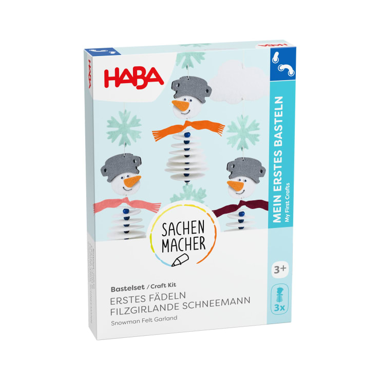 Sachenmacher Erstes Fädeln Filzgirlande Schneemann, Bastelset, ab 3 J.