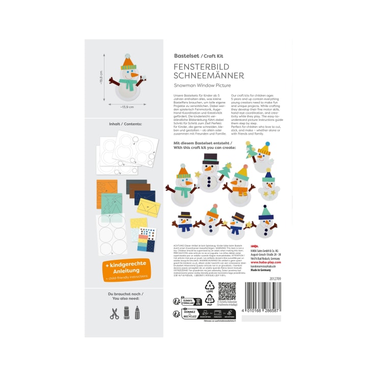 Sachenmacher Fensterbild Schneemänner, Bastelset Winter, 9 St., ab 5 J