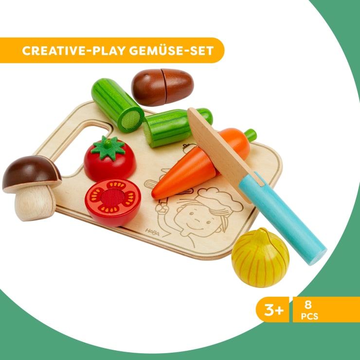 HABA Gemüse-Spielset Aus Holz - Kreatives Spielzeug Für Kinderküche Ab 3 Jahren