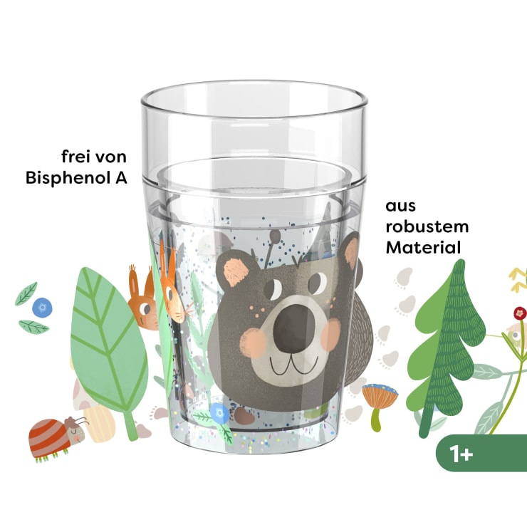 Glitzerbecher, Wald, Kinderbecher mit Schütteleffekt, BPA-frei