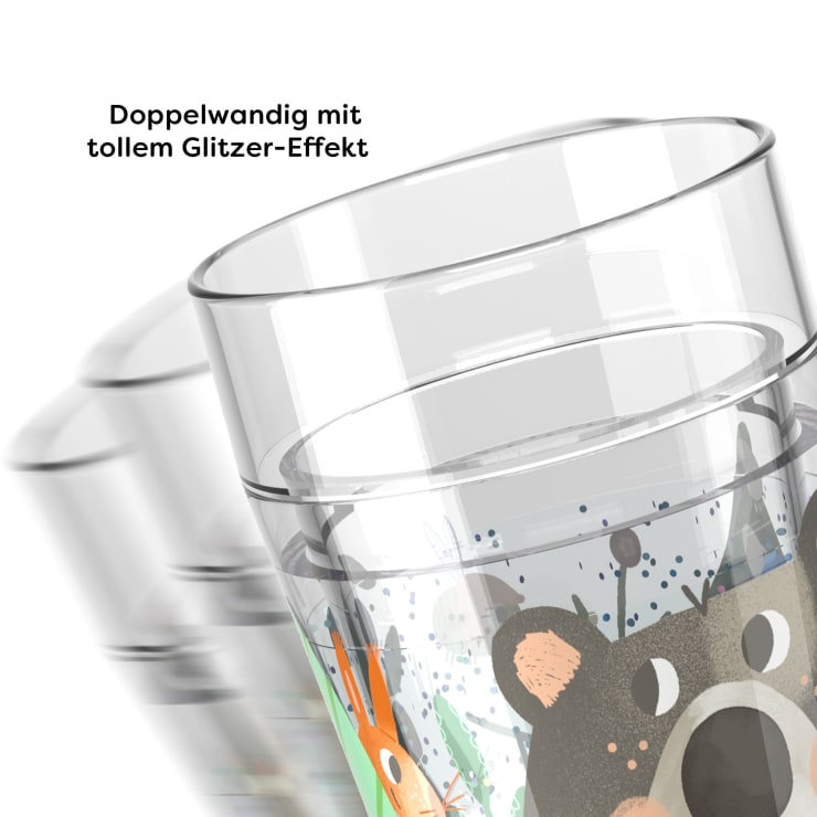 Glitzerbecher, Wald, Kinderbecher mit Schütteleffekt, BPA-frei