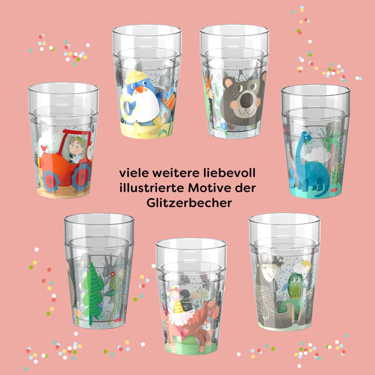 Glitzerbecher, Prinzessin & Pferd, Motiv 2, Kinderbecher, BPA-frei