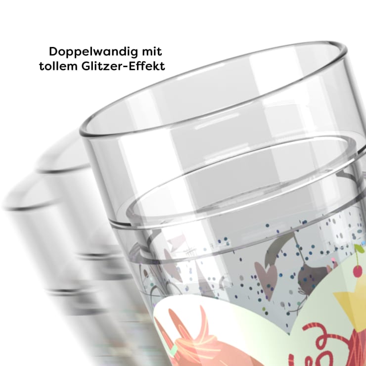 Glitzerbecher, Prinzessin & Pferd, Motiv 2, Kinderbecher, BPA-frei