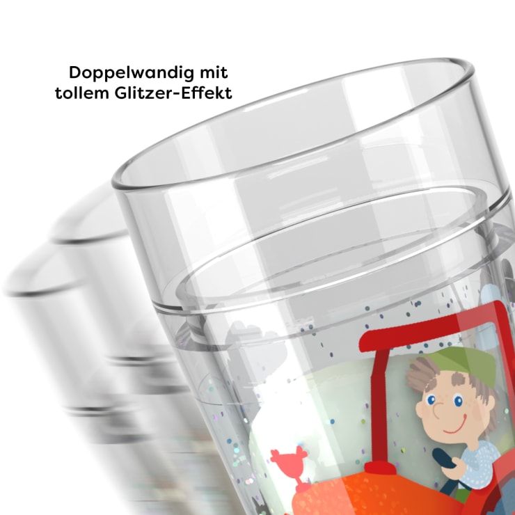 Glitzerbecher, Bauernhof, Motiv 2, Kinderbecher, BPA-frei