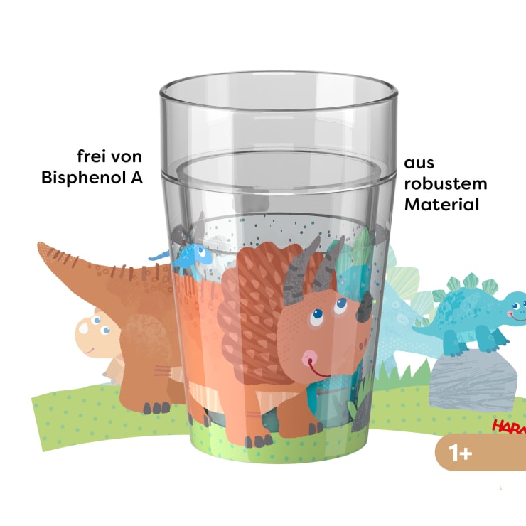 Glitzerbecher, Dino, Motiv 2, Kinderbecher, BPA-frei