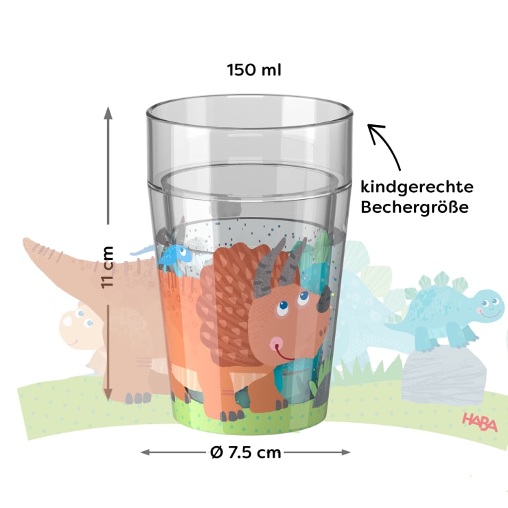 Glitzerbecher, Dino, Motiv 2, Kinderbecher, BPA-frei