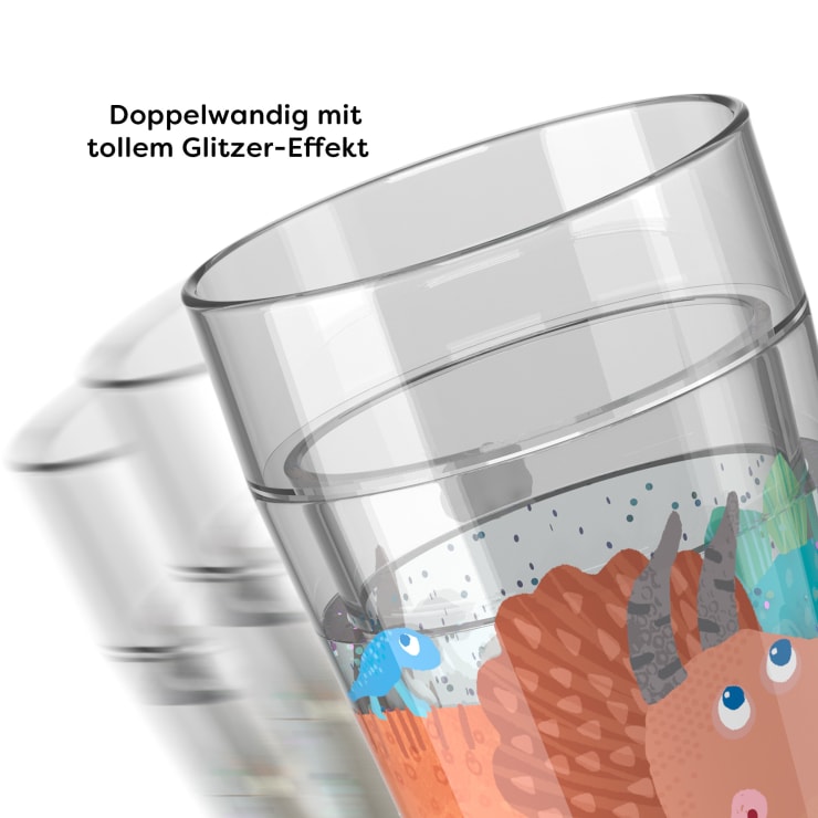 Glitzerbecher, Dino, Motiv 2, Kinderbecher, BPA-frei