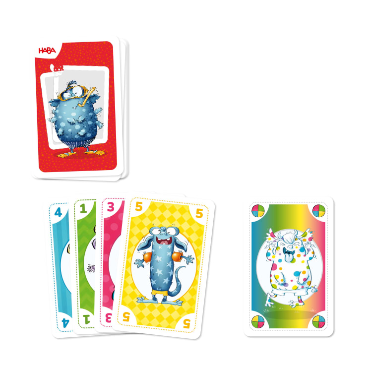 3er Set Kartenspiele, ab 5 Jahre – Monster Trumpf, Rommé, Mix-Max