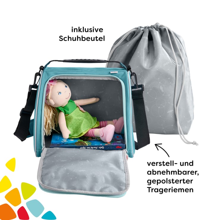 Reiseset aus Trolley und Tasche, petrol