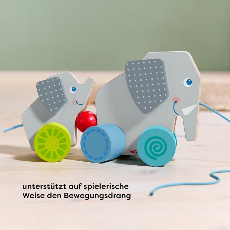 Ziehtier Elefant, Nachziehspielzeug Holz, ab 12 Monate