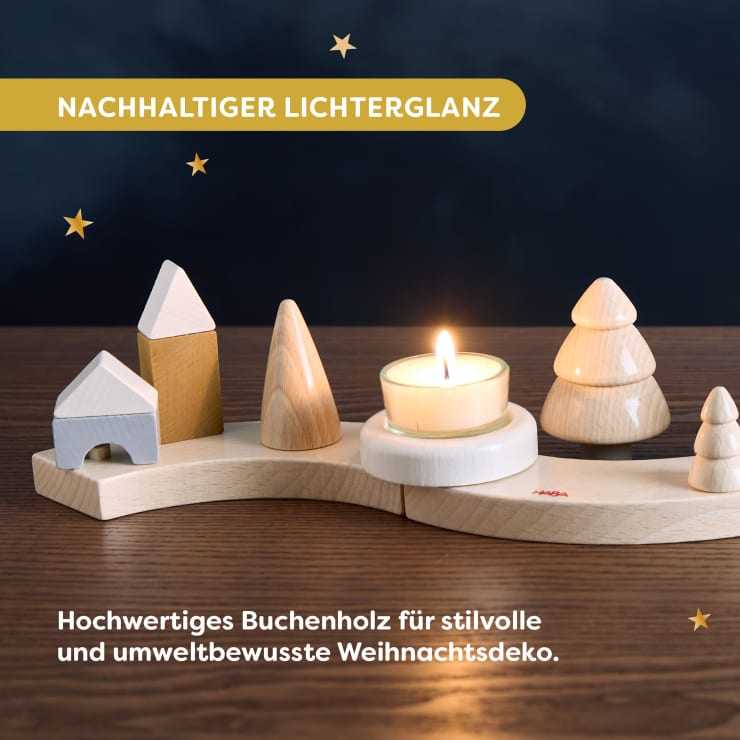 Adventskranz, Holz, mit Teelichtern