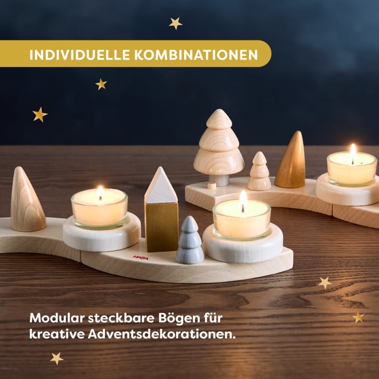 Adventskranz, Holz, mit Teelichtern