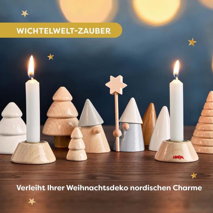 Kerzenständer-Set Wichtelwald, Holz
