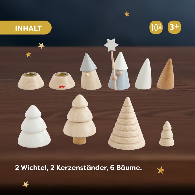 Kerzenständer-Set Wichtelwald, Holz