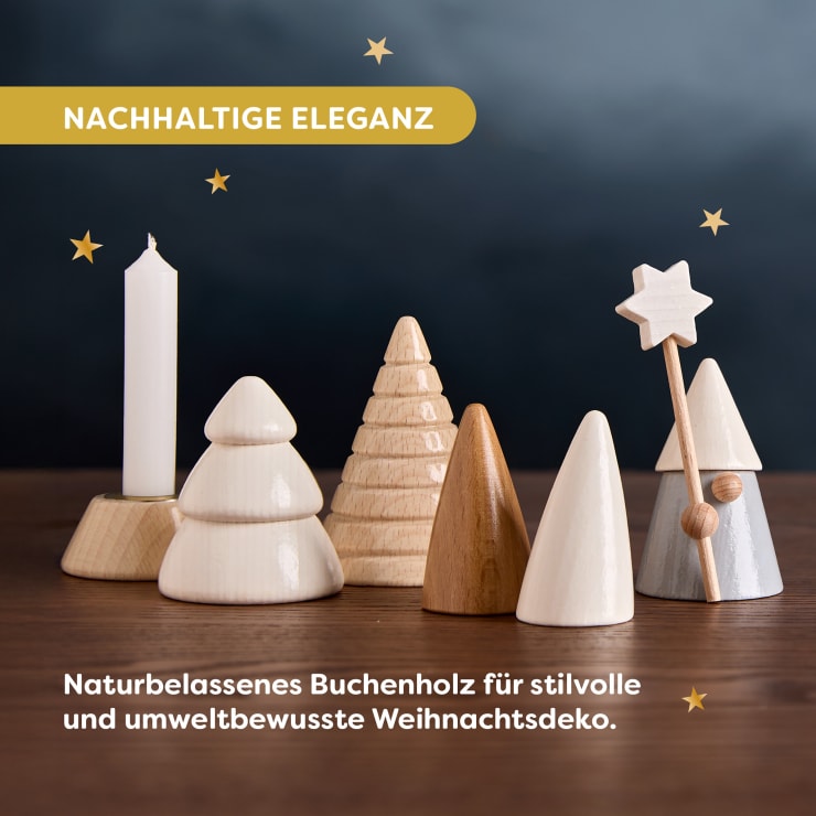 Kerzenständer-Set Wichtelwald, Holz