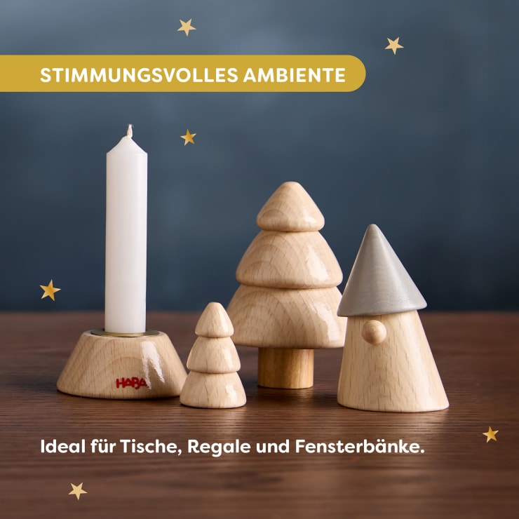 Kerzenständer-Set Wichtelwald, Holz