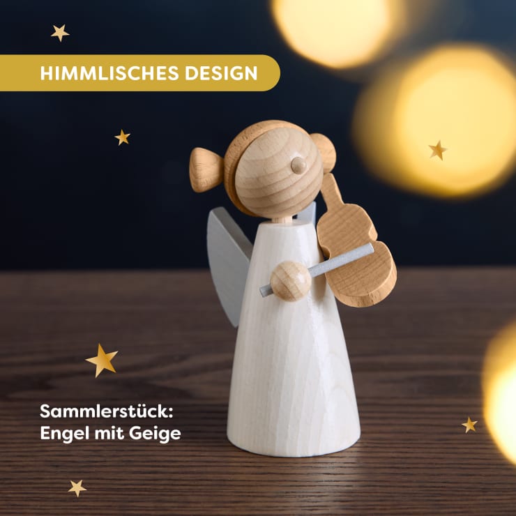 Engel mit Geige, Holz