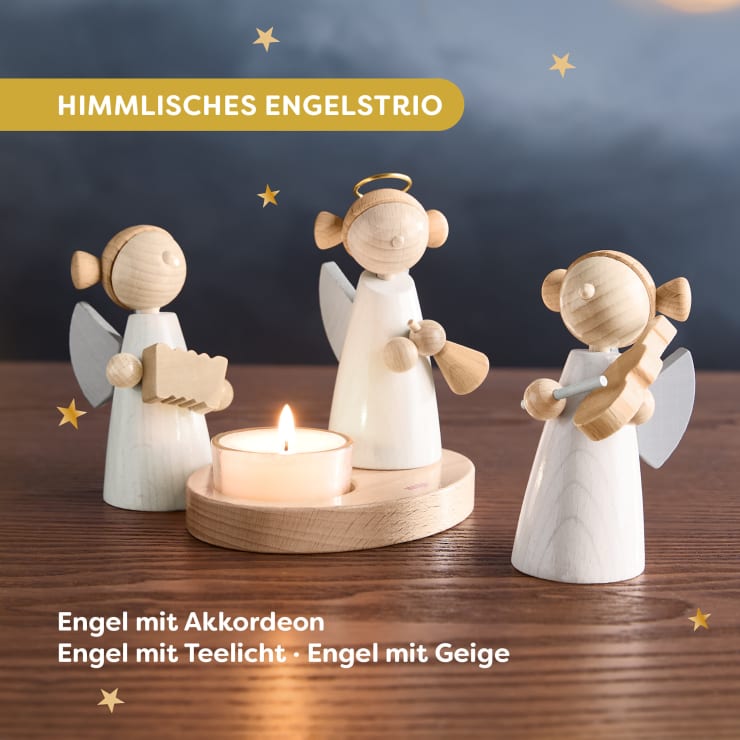Engel mit Geige, Holz