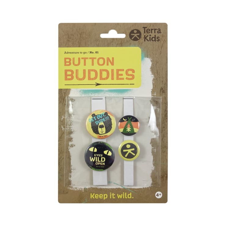 Terra Kids Ansteckbuttons für Kinder mit Abenteuermotiven, 4-er Set