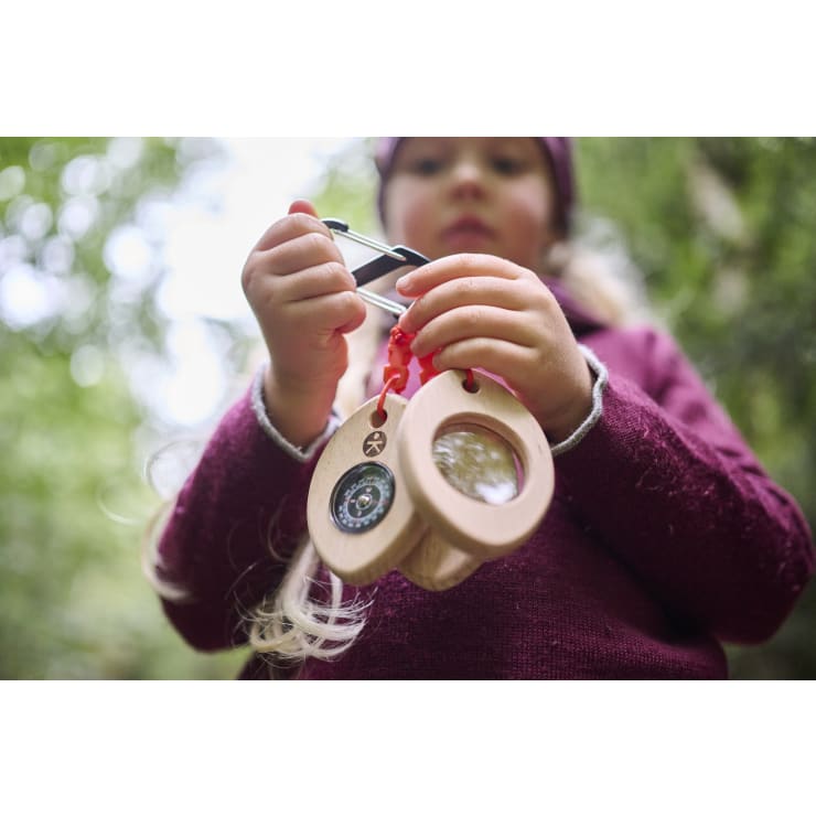 Terra Kids Outdoor Tool for Children: Compass, Magnifying Glass & Thermometer on a Carabiner, Ages 4 and Up