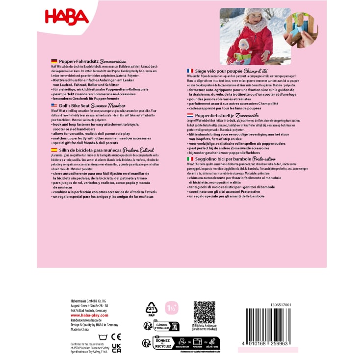 Puppen-Fahrradsitz Sommerwiese