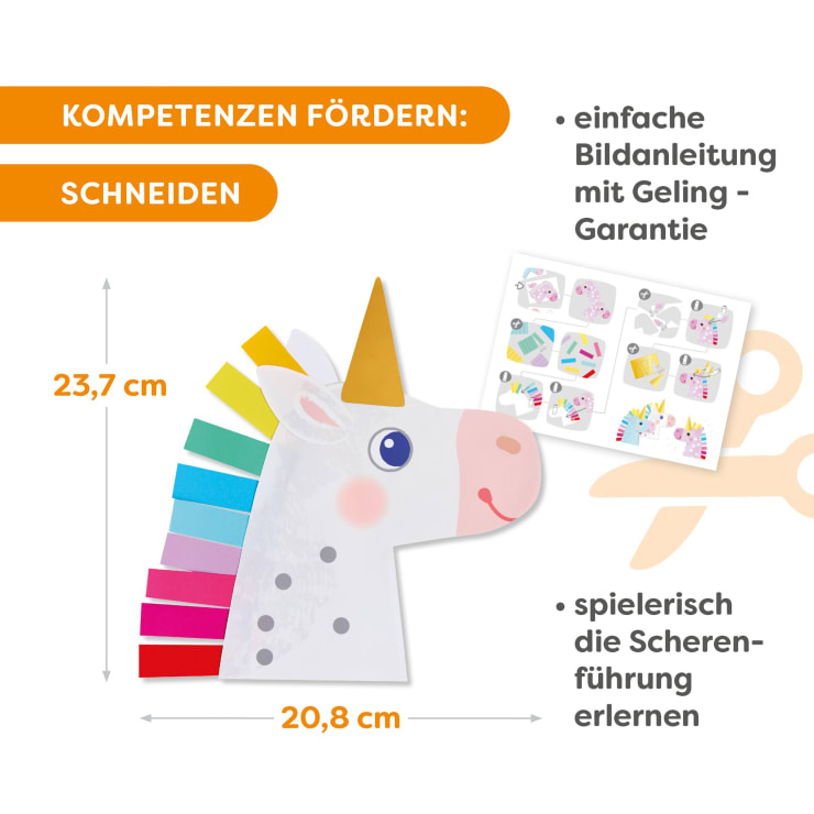 Sachenmacher Erstes Schneiden Regenbogen-Einhörner, Bastelset, ab 3 J