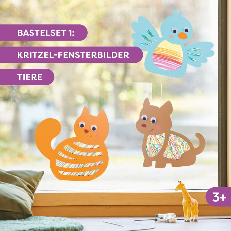 2 Sachenmacher Bastelsets, Erstes Basteln Fensterbilder, 4 St., ab 3 Jahren