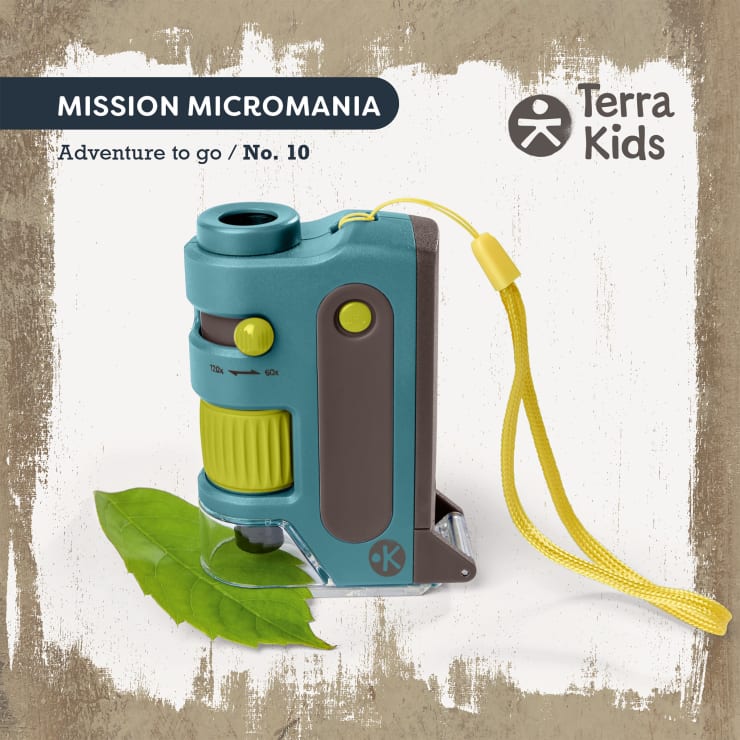 Terra Kids Pocket-Mikroskop, Mini-Mikroskop für Kinder inkl. Tasche