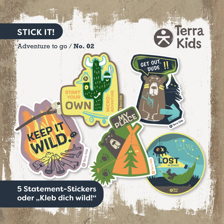 Terra Kids Adventure Sticker für Kinder, Wald- & Naturmotive, 5 Stück