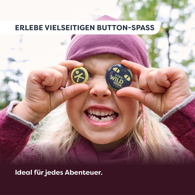 Terra Kids Ansteckbuttons für Kinder mit Abenteuermotiven, 4-er Set
