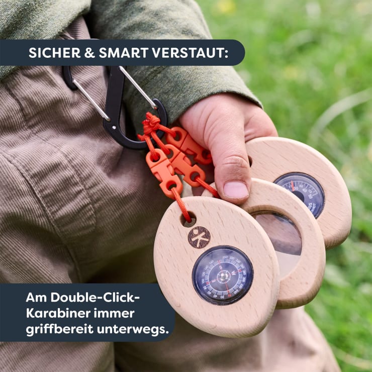 Terra Kids Outdoor Tool for Children: Compass, Magnifying Glass & Thermometer on a Carabiner, Ages 4 and Up
