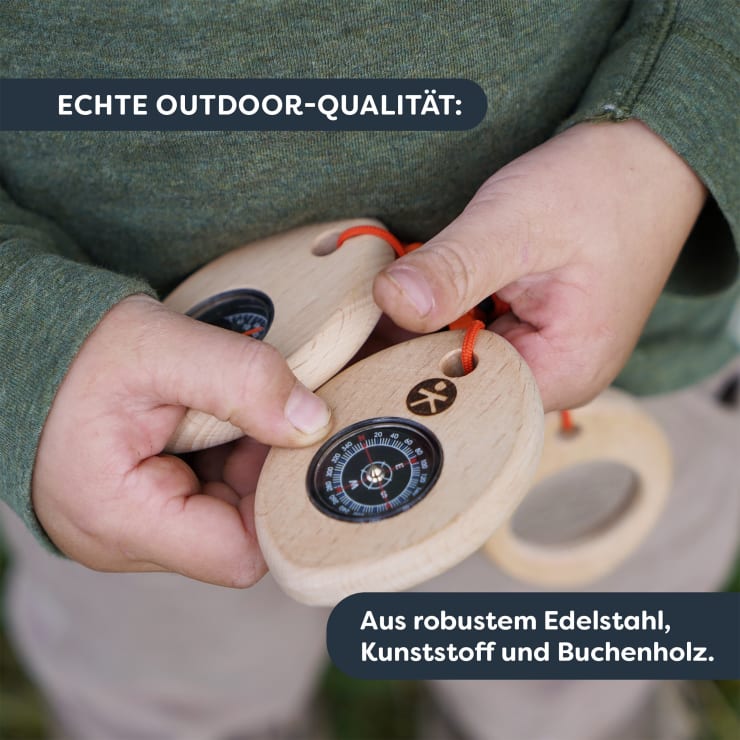 Terra Kids Outdoor Tool for Children: Compass, Magnifying Glass & Thermometer on a Carabiner, Ages 4 and Up