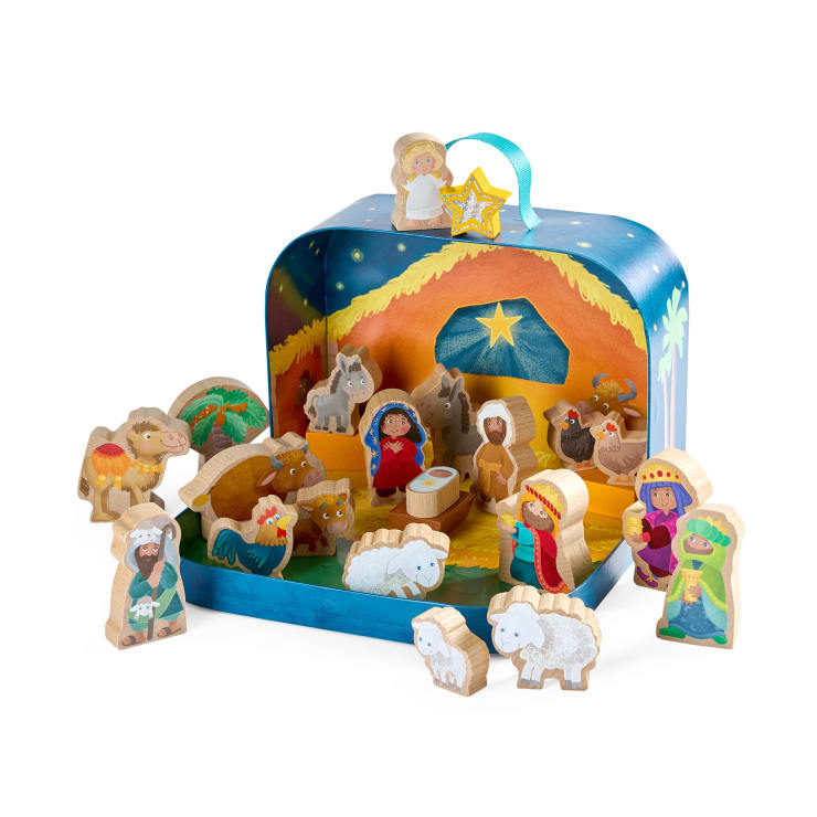Spielkoffer, Weihnachtskrippe, mit 24 Holzfiguren, ab 18 Monaten