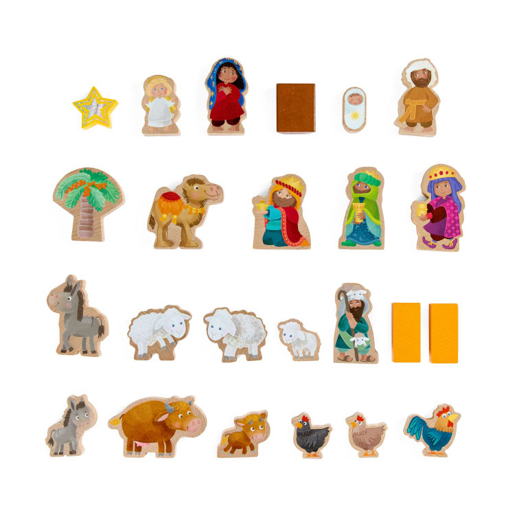 Spielkoffer, Weihnachtskrippe, mit 24 Holzfiguren, ab 18 Monaten