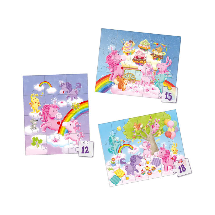 3 Puzzles - Einhorn Glitzerglück