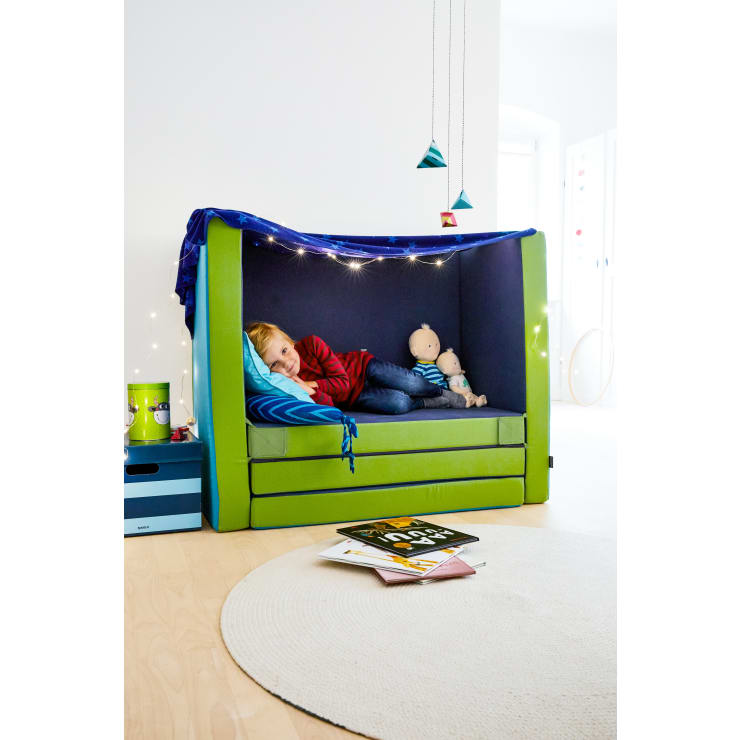 Matratzensofa, grün/blau
