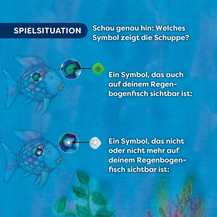 Der Regenbogenfisch – Glitzer-Bingo, Farbenspiel, ab 3 Jahren