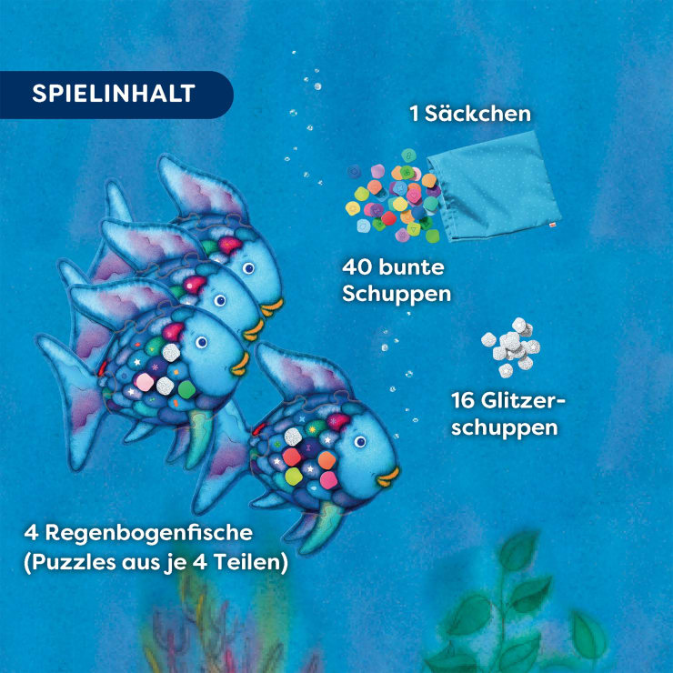 Der Regenbogenfisch – Glitzer-Bingo, Farbenspiel, ab 3 Jahren