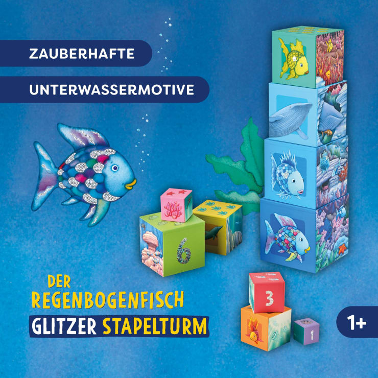 Stacking Tower Glitter Rainbow Fish